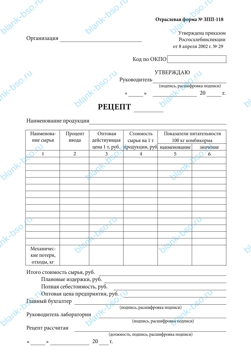 Рецепт, инструкция